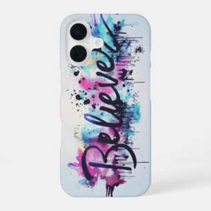 Funda Para iPhone 16 Eslogan de creyente Grafiti