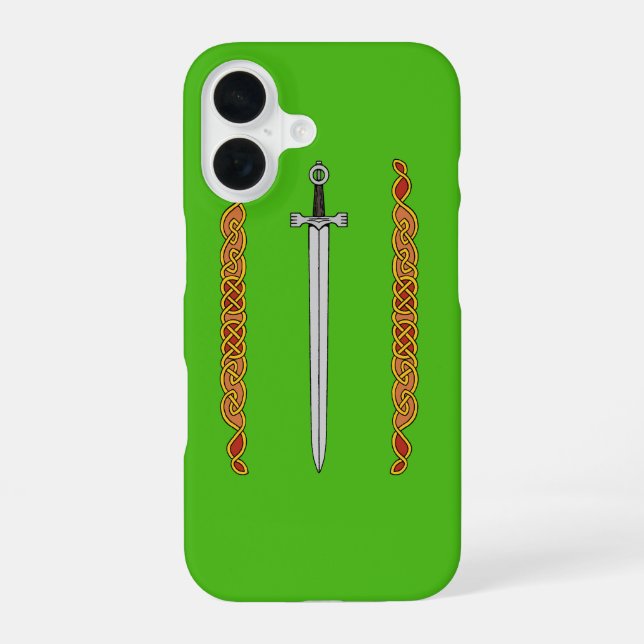 Funda Para iPhone 16 Espada irlandesa y nudos (Reverso )