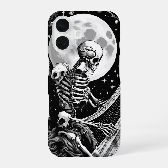Funda Para iPhone 16 Esqueleto y Arpa III (Reverso )