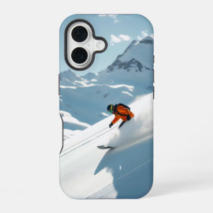 Funda Para iPhone 16 esquiador en pendiente de nieve