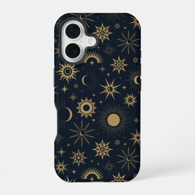 Funda Para iPhone 16 Estallido Celestial Dorado (Reverso )