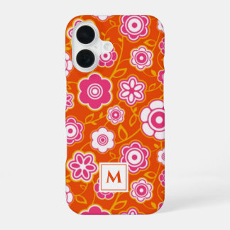 Funda Para iPhone 16 Estampa de bandana floral con monograma