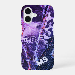 Funda Para iPhone 16 Estampado animal de leopardo monograma rosa púrpur