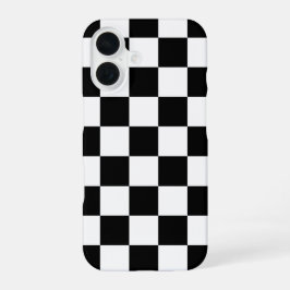 Funda Para iPhone 16 Estampado de cuadros negros y blancos