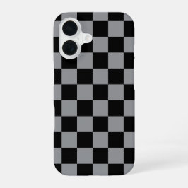 Funda Para iPhone 16 Estampado de cuadros negros y grises