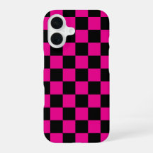 Estampado de cuadros rosa caliente y negro