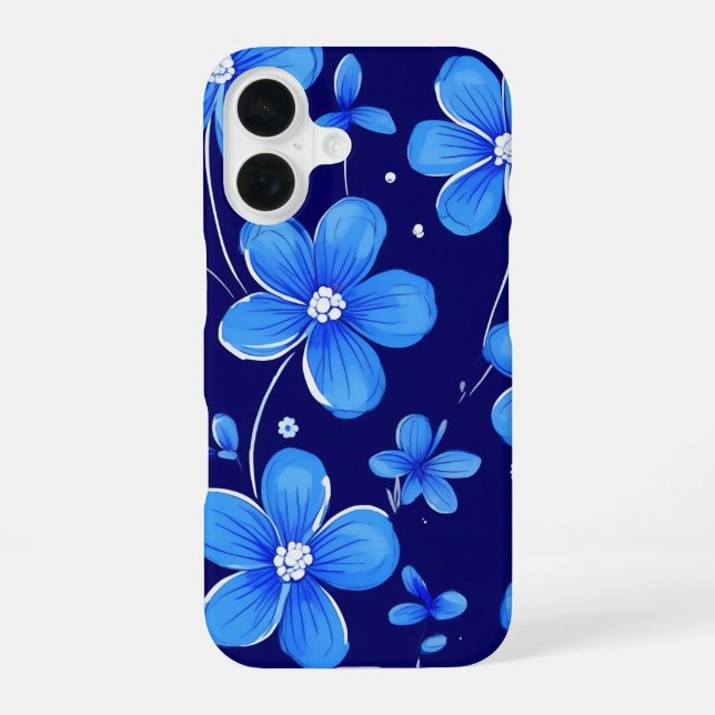 Funda Para iPhone 16 estampado de flor azul (Reverso )