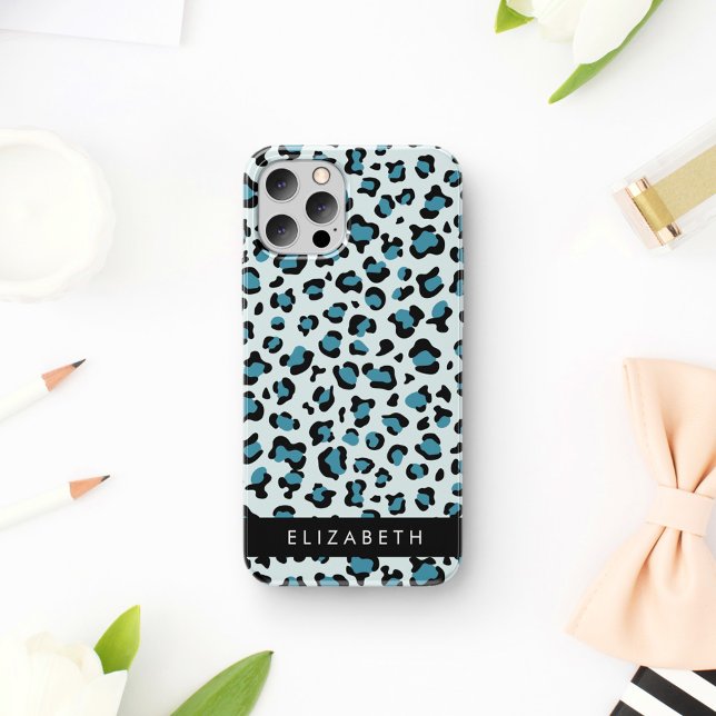 Funda Para iPhone 16 Estampado de leopardo, manchas, leopardo azul, tu  (Subido por el creador)