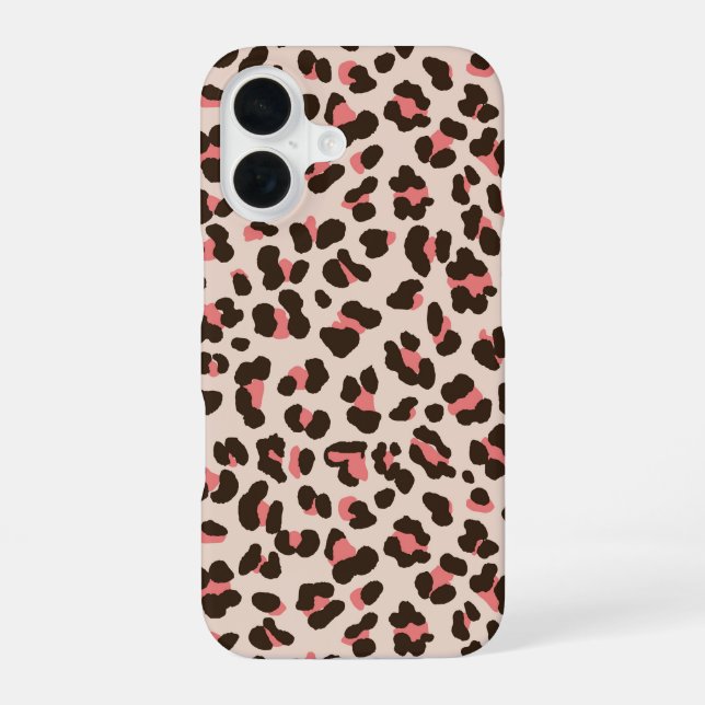 Funda Para iPhone 16 Estampado de leopardo rosa (Reverso )