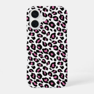 Funda Para iPhone 16 Estampado de leopardo rosa y negro