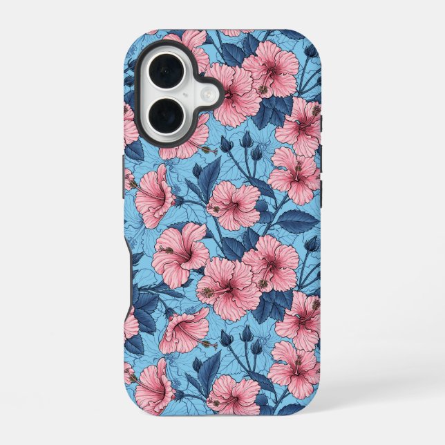 Funda Para iPhone 16 Estampado floral tropical de hibisco (Reverso )