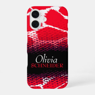 Funda Para iPhone 16 Estampado gráfico de animal rojo negro 
