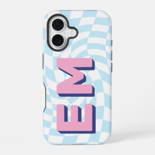 Funda Para iPhone 16 Estética de Monograma de Cuadro Retro