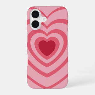 Funda Para iPhone 16 Estética del corazón rosado estratificado