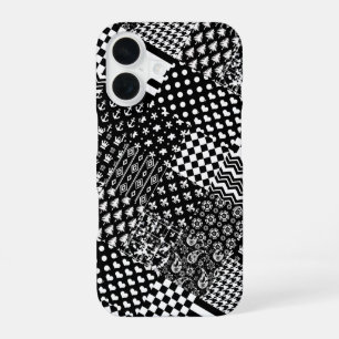 Funda Para iPhone 16 Estilo de patrón mixto blanco negro minimalista