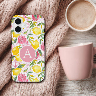 Funda Para iPhone 16 Estilo Mediterráneo Monograma Patrón de Limón