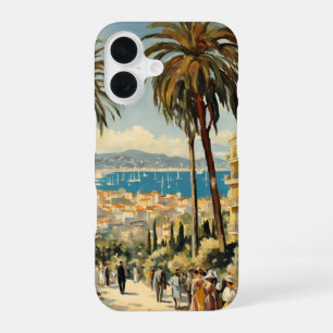 Funda Para iPhone 16 Estilo vintage Cannes Viajes Franceses Acuarela