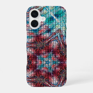 FUNDA PARA iPhone 16 ESTRELLA MOSAICA AZUL ROJO ABSTRACTA