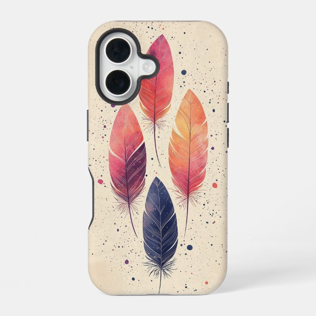 Funda Para iPhone 16 Estuche Boho Feather Dance Phone (Reverso )