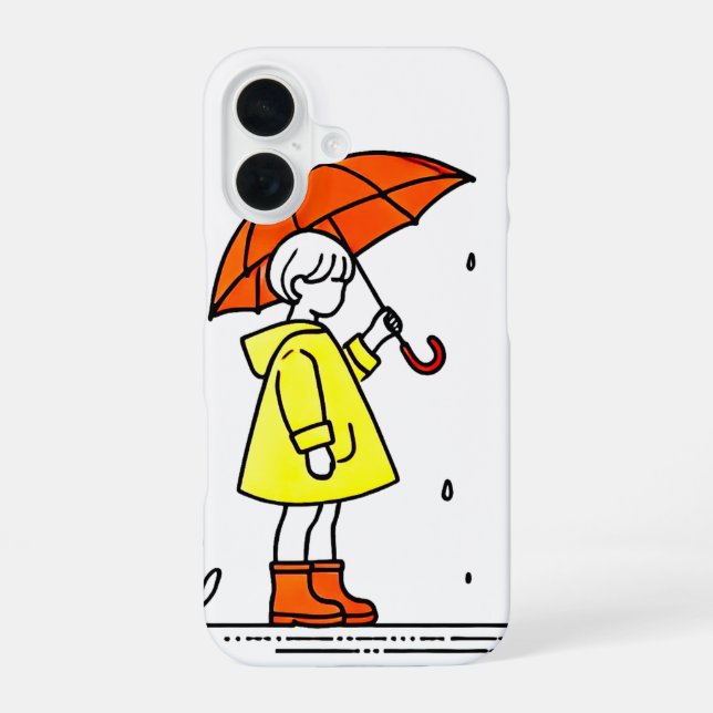 Funda Para iPhone 16 Estuche Cute Umbrella Chica para iPhone 🌧️ ✨ (Reverso )