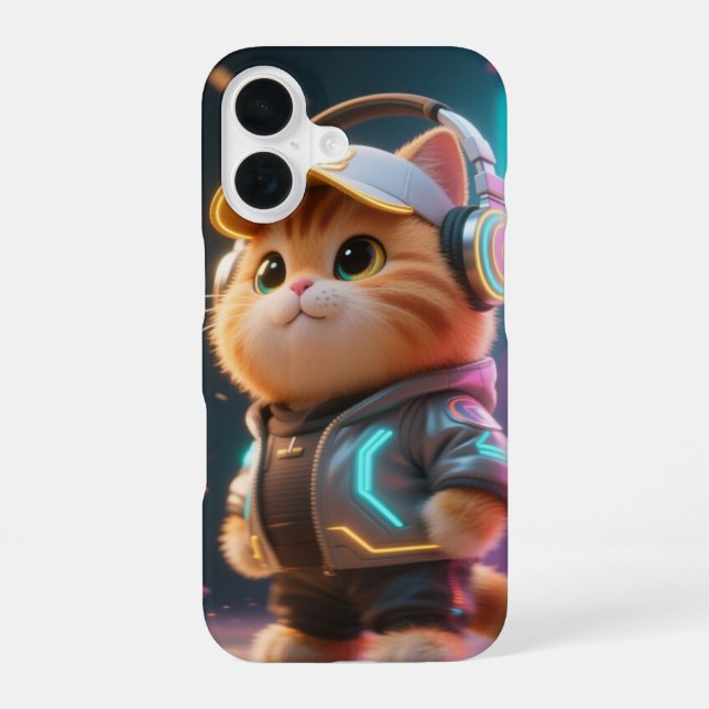 Funda Para iPhone 16 Estuche Cyber Kawaii Cat Phone (Reverso )