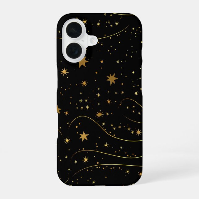 Funda Para iPhone 16 Estuche de teléfono celular Gold Starry Night (Reverso )