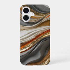 Funda Para iPhone 16 Estuche de teléfono con diseño de ondas naranjas v