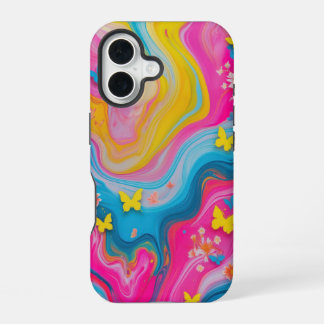 Funda Para iPhone 16 Estuche de teléfono de mármol para mariposa Pastel