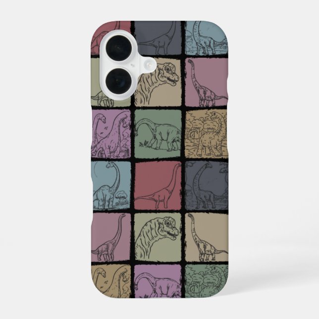 Funda Para iPhone 16 Estuche de teléfono retro de dinosaurio de Brachio (Reverso )