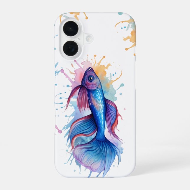 Funda Para iPhone 16 Estuche de teléfono - Serie acuarela: Betta Fish (Reverso )
