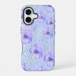 Funda Para iPhone 16 Estuche elegante para teléfono con flores moradas 