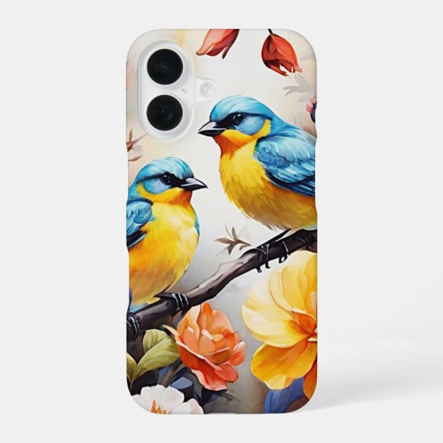 Funda Para iPhone 16 Estuche para iPhone - Aves azules (Reverso )