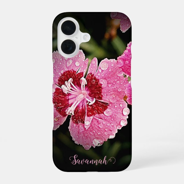 Funda Para iPhone 16 Estuche para iPhone de Apple con flores rosadas pe (Reverso )