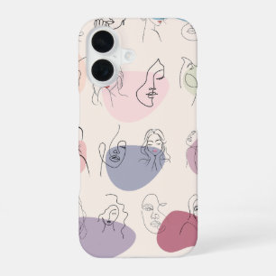 Funda Para iPhone 16 Estuche para iPhone de arte de la línea de mujeres