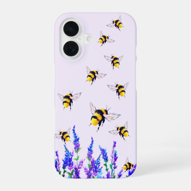 Funda Para iPhone 16 Estuche para iPhone de flores y abejas (Reverso )