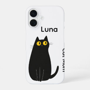 Funda Para iPhone 16 Estuche para iPhone para gato negro personalizado