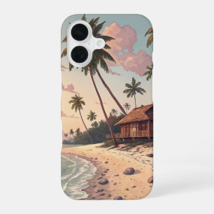 Funda Para iPhone 16 Estuche para teléfono con atardecer de playa tropi