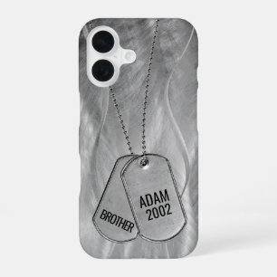 Funda Para iPhone 16 Etiquetas de Perro Militares Abstracto de Metal