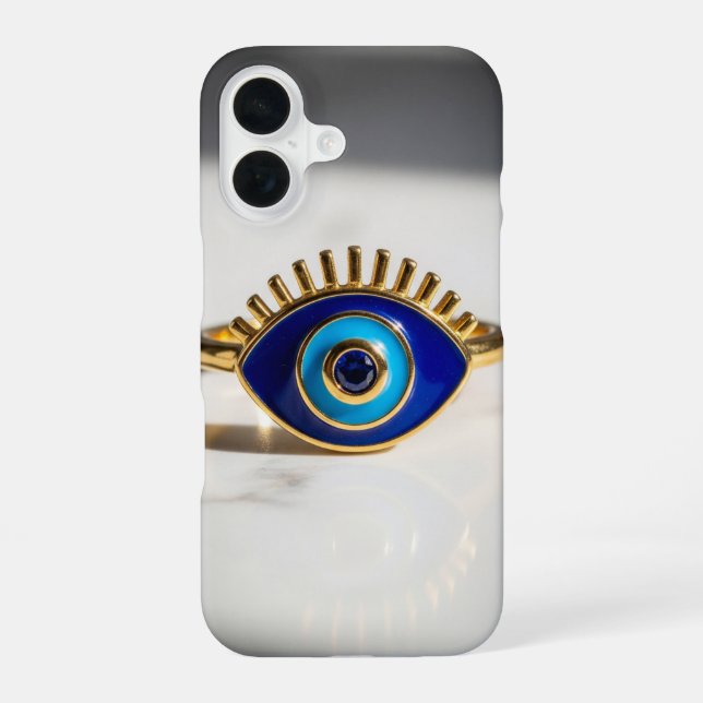 Funda Para iPhone 16 Evil Eye Gold Ring on Marble Background (Reverso )