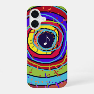 Funda Para iPhone 16 explosión colorida y nota musical