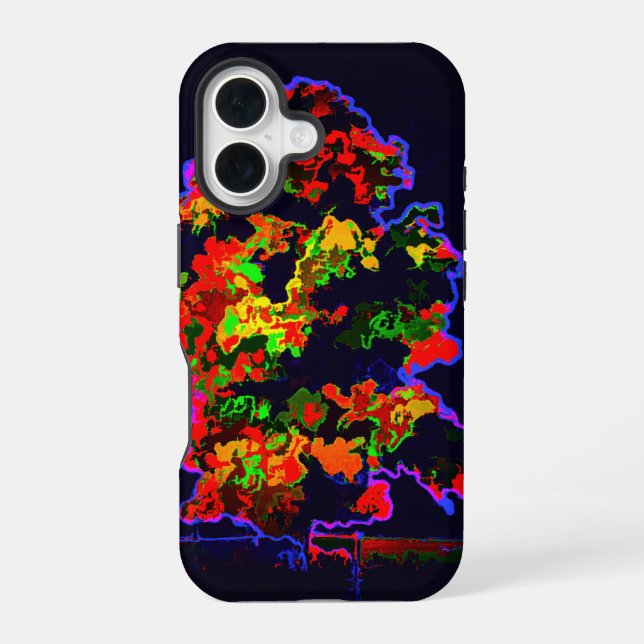 Funda Para iPhone 16 Explosión de árbol neón (Reverso )