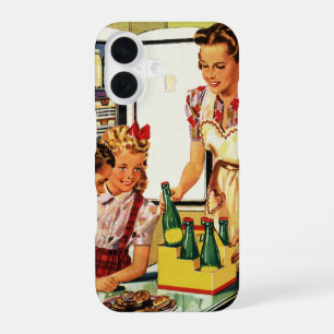 Funda Para iPhone 16 Familia Vintage, Mamá con Niños, Meriendas en la C