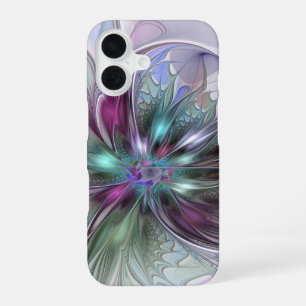 Funda Para iPhone 16 Fantasía abstracta moderna y colorida de flor frac
