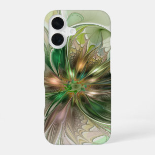 Funda Para iPhone 16 Fantasía abstracta moderna y colorida Flor fractal