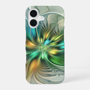Funda Para iPhone 16 Fantasía abstracta moderna y colorida Flor Fractal