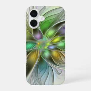 Funda Para iPhone 16 Fantasia de Flor Colorida Moderna Abstracta Fracta