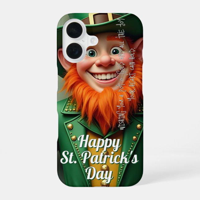 Funda Para iPhone 16 Feliz día de San Patricio duende (Reverso )