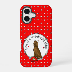 Funda Para iPhone 16 Feliz día de San Valentín Sé Mía Irish Setter (roj