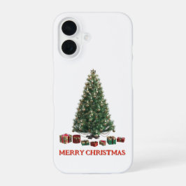 Funda Para iPhone 16 Feliz Navidad. Árbol (diseño 1) con regalos