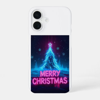 Funda Para iPhone 16 Feliz Navidad Neon Ciberpunk